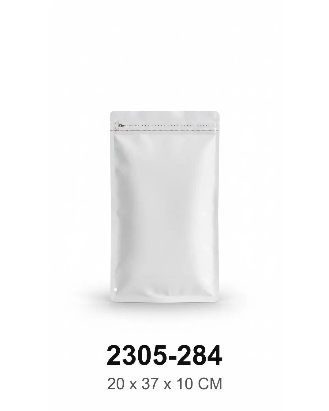 كيس تغليف قاعدة مسطّحة أبيض كبير بسحّاب 20×37×10 سم