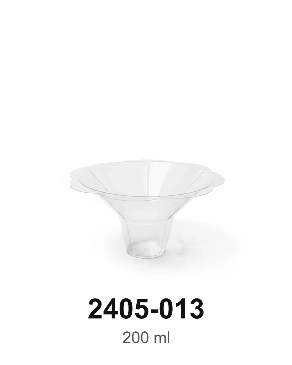 طبق حلا زهري برجل شفاف 200 مل