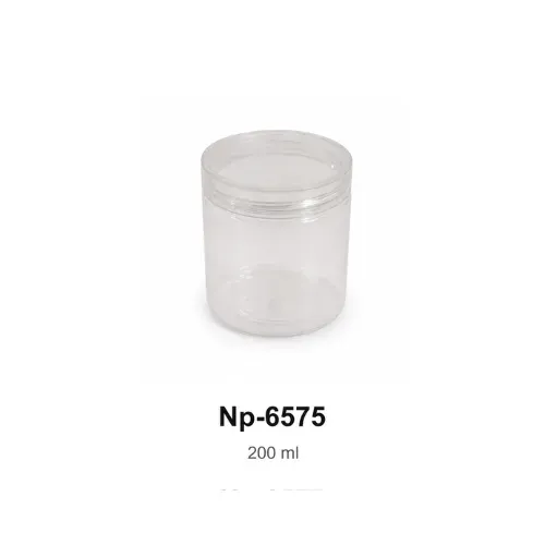 برطمان بلاستيك شفاف دائري بغطاء — قطر ٦.٥ سم × ارتفاع ٧.٥ سم