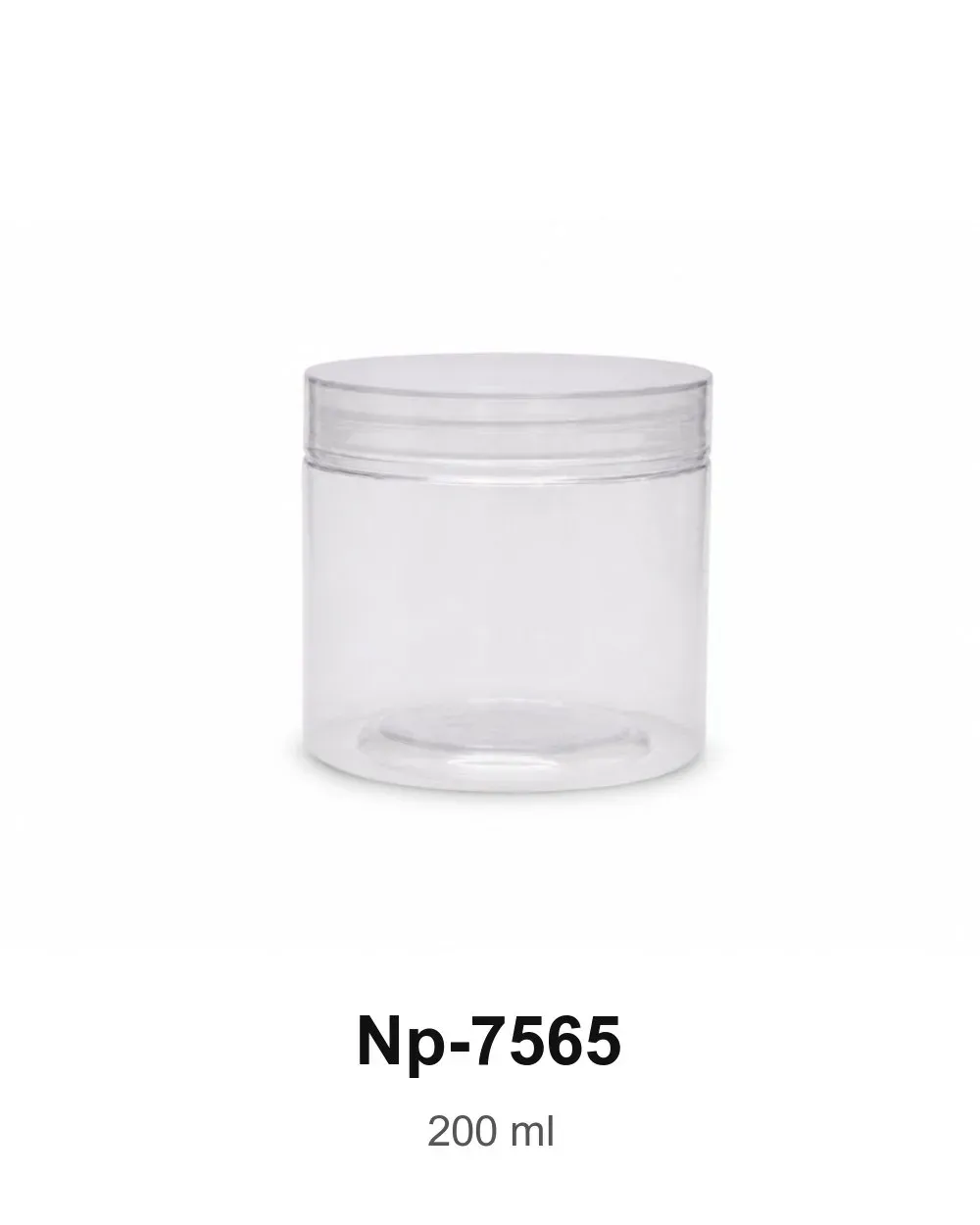 برطمان بلاستيك شفاف دائري بغطاء — قطر ٧.٥ سم × ارتفاع ٦.٥ سم